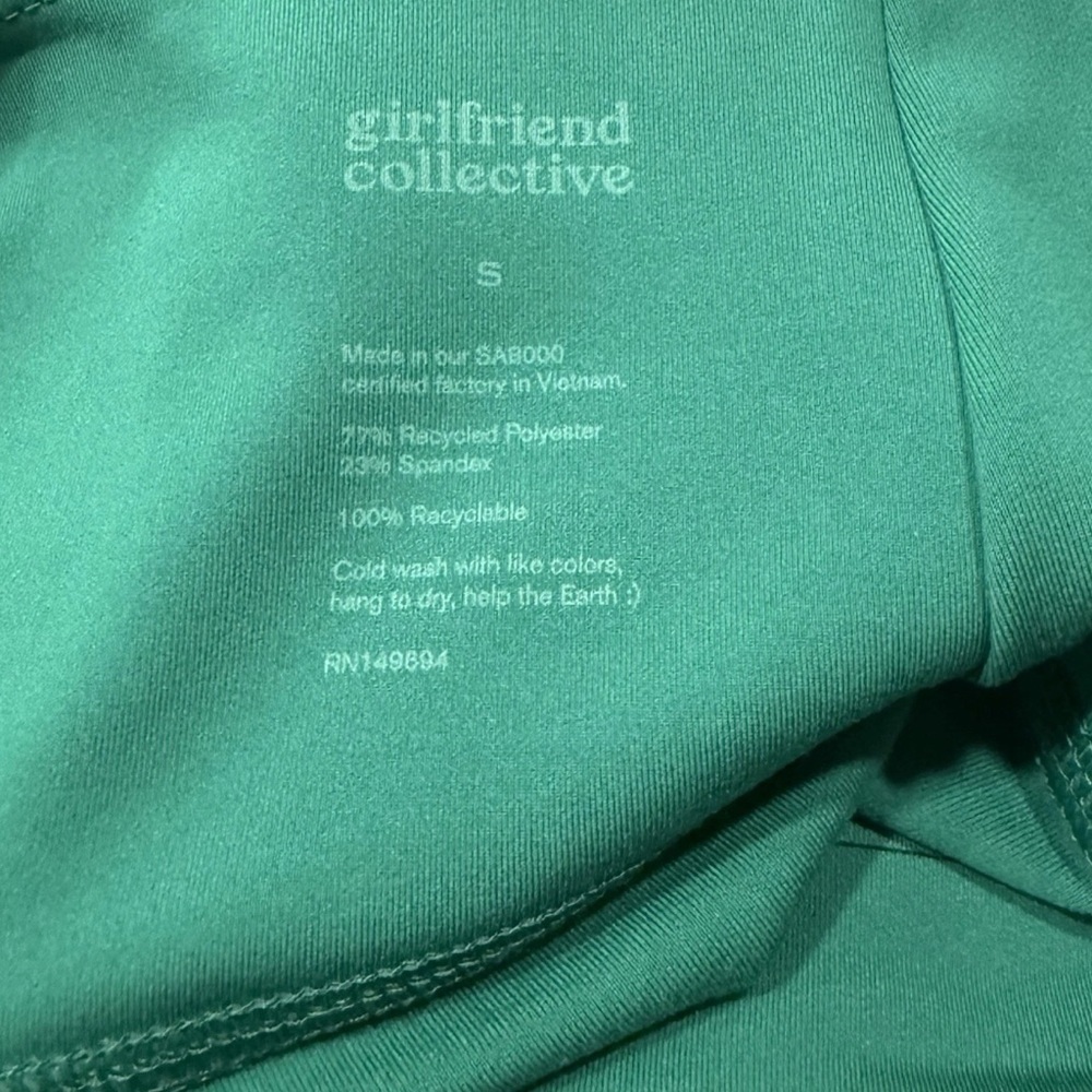 Girlfriend Collective Bike Shorts High Rise Compressive Teal Green S - Picture 4 of 5